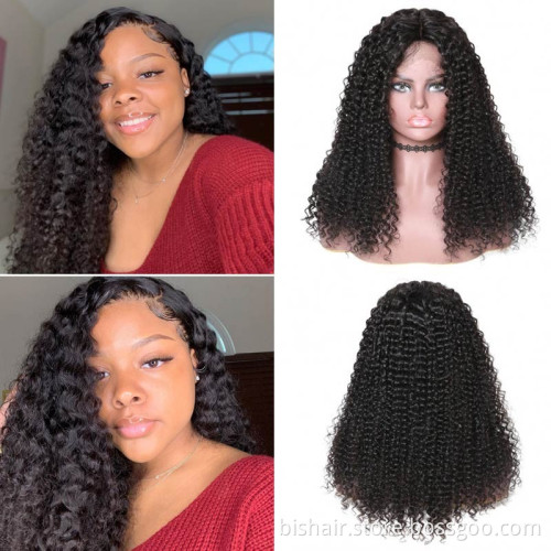 BIS Wholesale Jerry Curly 4x4 Transparent Lace Frontal Wigs Virgin Brazilian Curly 100% Human Hair Wig For Black Women